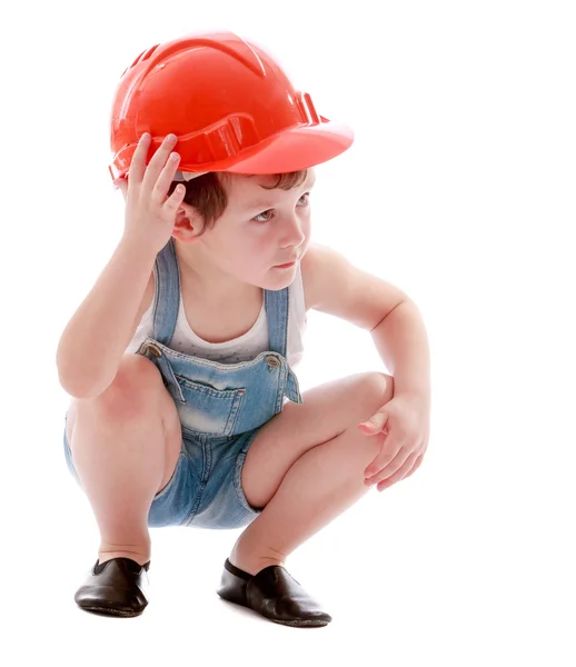 Liten pojke Builder — Stockfoto