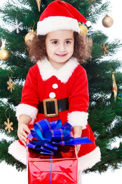 Girl in Santa suit — Stock Photo, Image