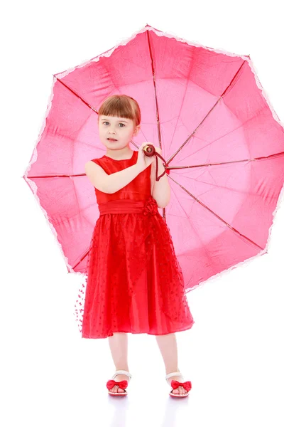 Chica sosteniendo paraguas —  Fotos de Stock