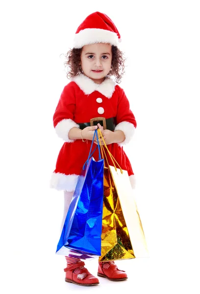 Bambina in costume di Babbo Natale — Foto Stock