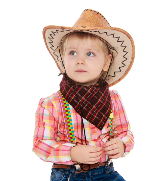 Little girl in a cowboy outfit — Stockfoto