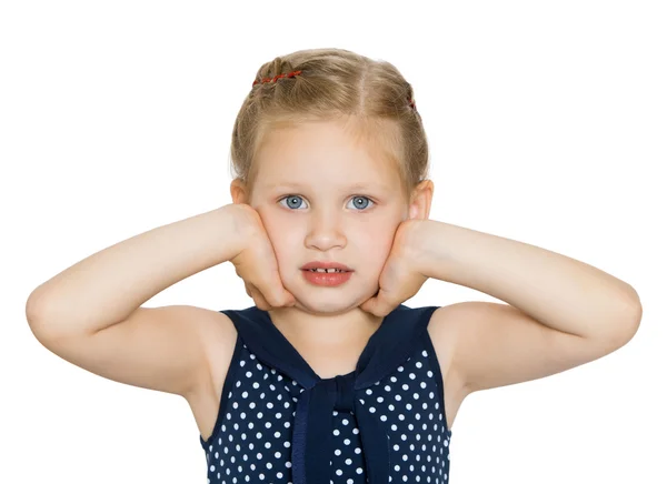 The girl holding his head — Stock Photo, Image