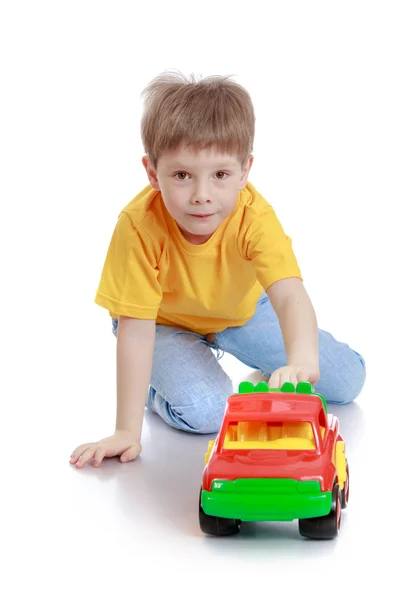 Der Junge mit der Maschine — Stockfoto