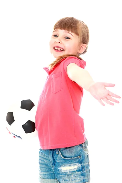 Mädchen mit Fußballball — Stockfoto