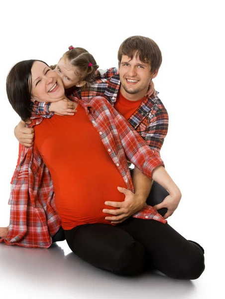 Pregnant mom with her family — Stock Photo, Image