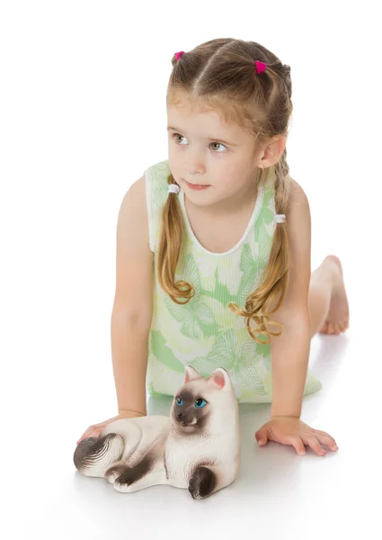 The girl with the cat — Stockfoto