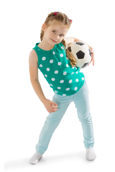 Girl with soccer ball — Stock Photo, Image