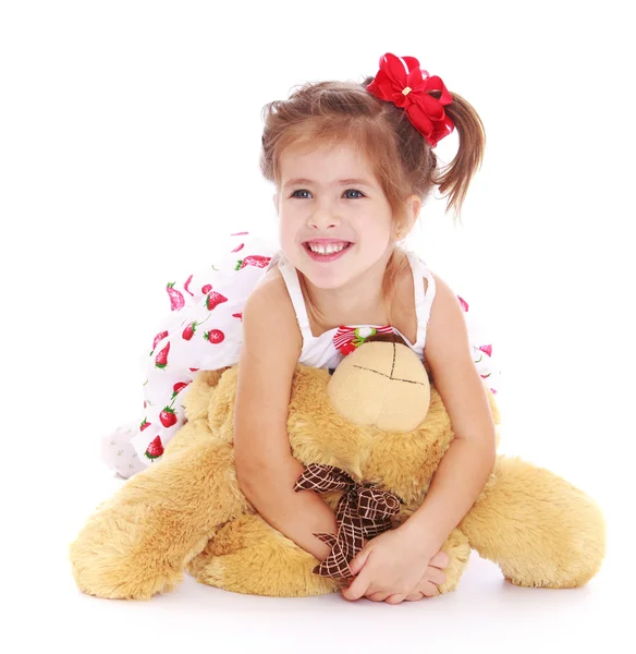 Girl with a bear — Stock Photo, Image