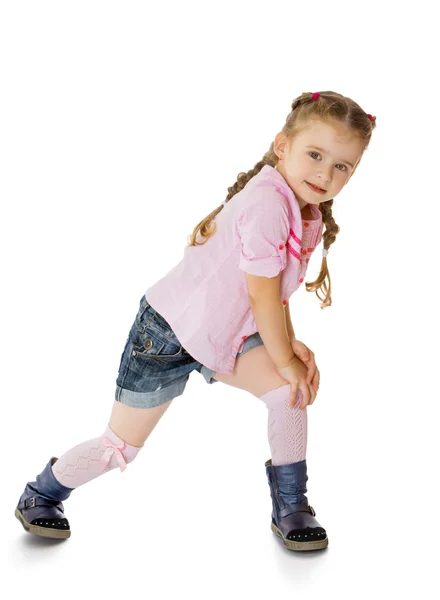 Meisje in knie sokken — Stockfoto