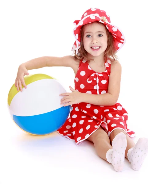 Cute little girl with a ball — Stock Photo, Image