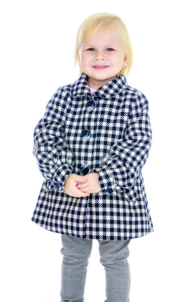 Menina bonito no casaco de outono . — Fotografia de Stock