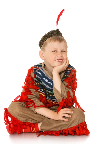 Little boy dressed as an Indian — Stock Photo, Image