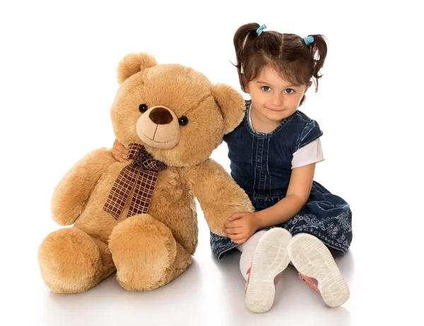 Girl with teddy bear — Stock Photo, Image