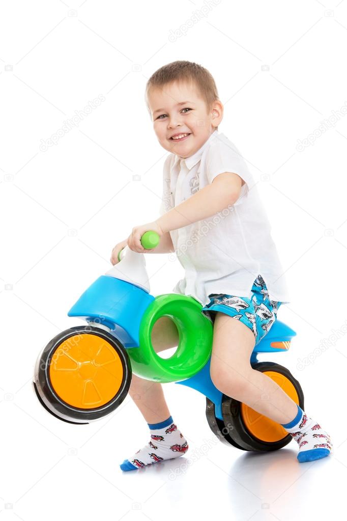 boy rides a bicycle