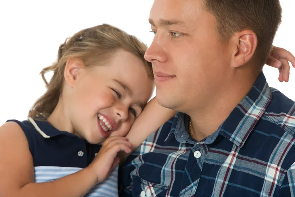 Girl embraces Dad — Stock Photo, Image