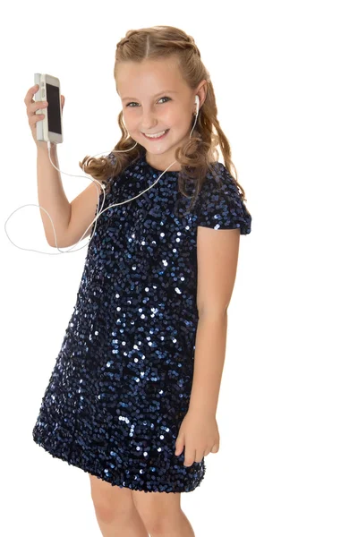 Menina com telefone — Fotografia de Stock