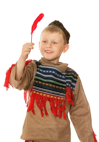 Little boy dressed as an Indian — Stock Photo, Image