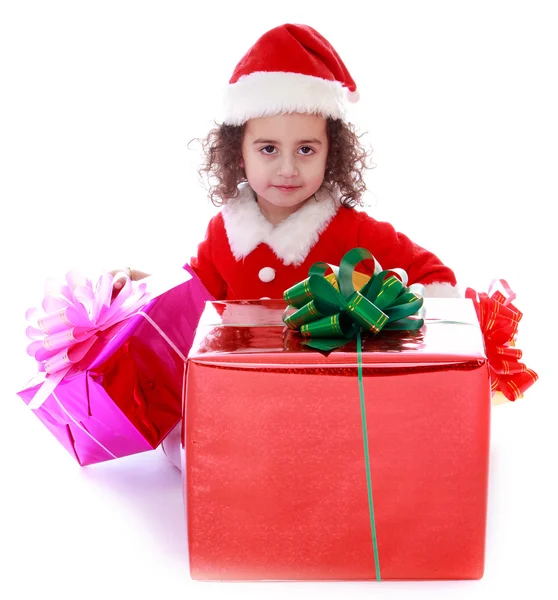 Girl with a gift in their hands — Stock Photo, Image