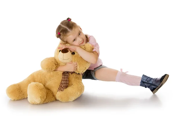 Girl with teddy bear — Stock Photo, Image