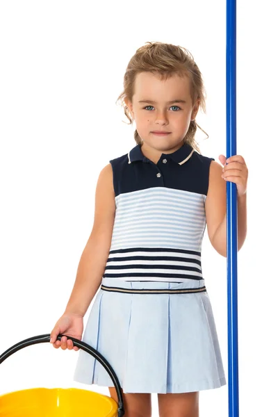 Girl tidying — Stock Photo, Image