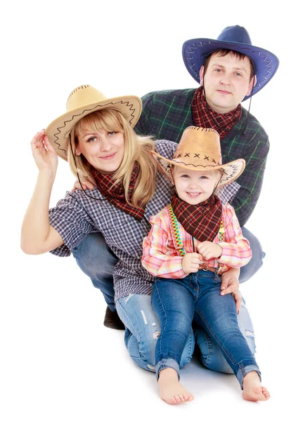 カウボーイの衣装で家族 — ストック写真
