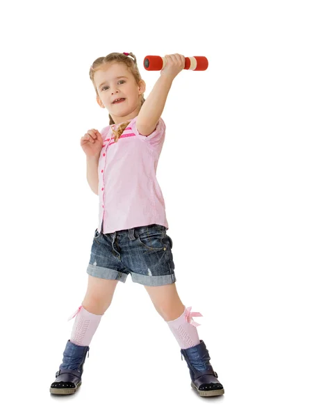 Küçük kız Fitness yapıyor — Stok fotoğraf