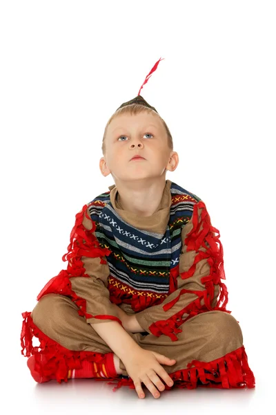 Little boy dressed as an Indian — Stock Photo, Image