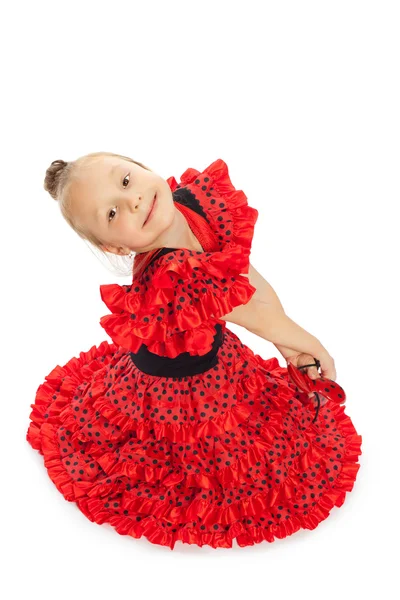 A menina no vestido vermelho — Fotografia de Stock