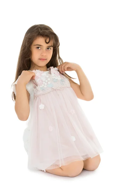 Girl tries on a dress — Stock Photo, Image