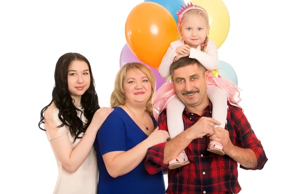 Família feliz com balões — Fotografia de Stock