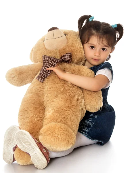 Girl with teddy bear — Stock Photo, Image