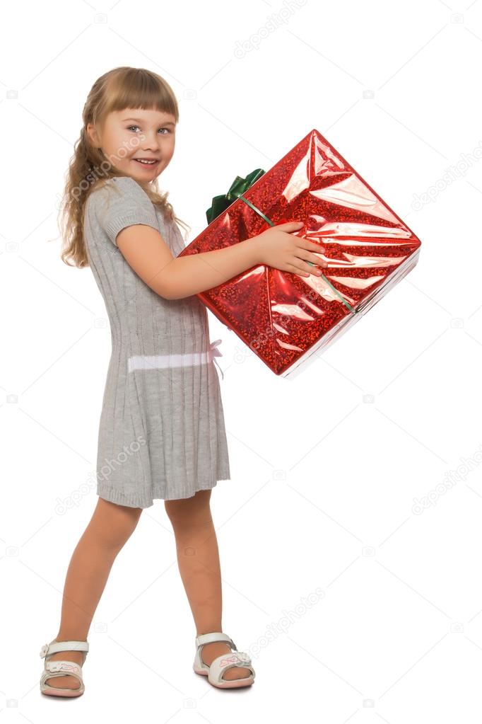 little girl with a gift