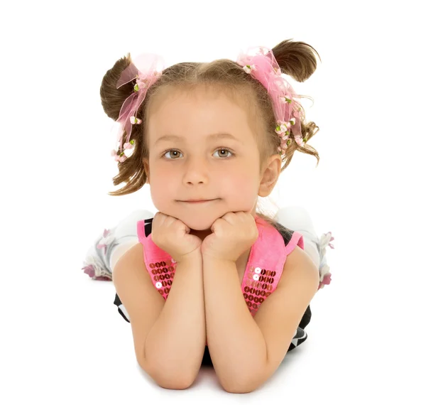 The girl with the ponytails on her head — Stock Photo, Image