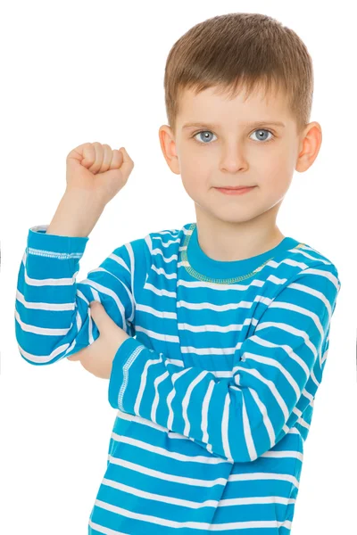 Boy showing biceps — Φωτογραφία Αρχείου