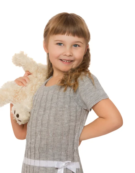 Menina com brinquedo macio — Fotografia de Stock