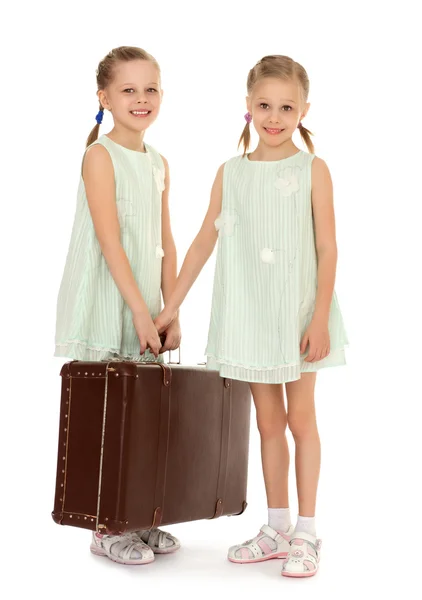 Little girl with suitcase — Stock Photo, Image