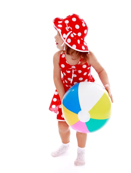 Cute little girl with a ball — Stock Photo, Image