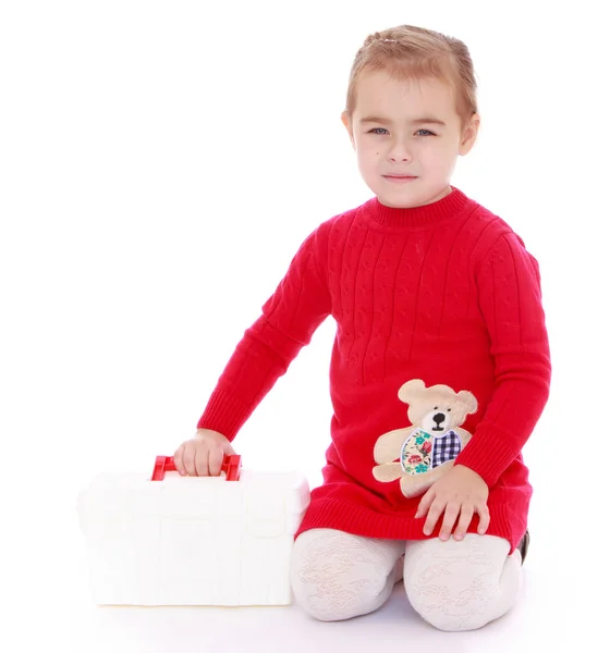 Menina com um saco médico — Fotografia de Stock