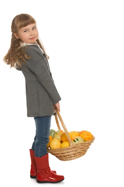 Little girl with basket — Stock Photo, Image