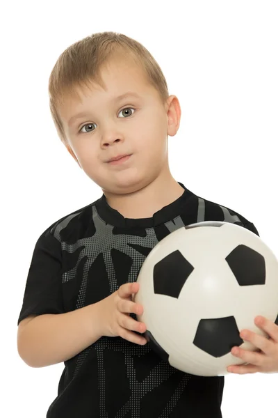 男孩与足球球 — 图库照片