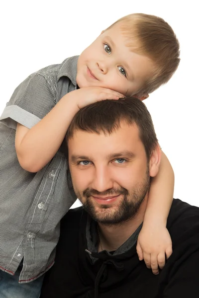 Dad hugging son — Stock Photo, Image