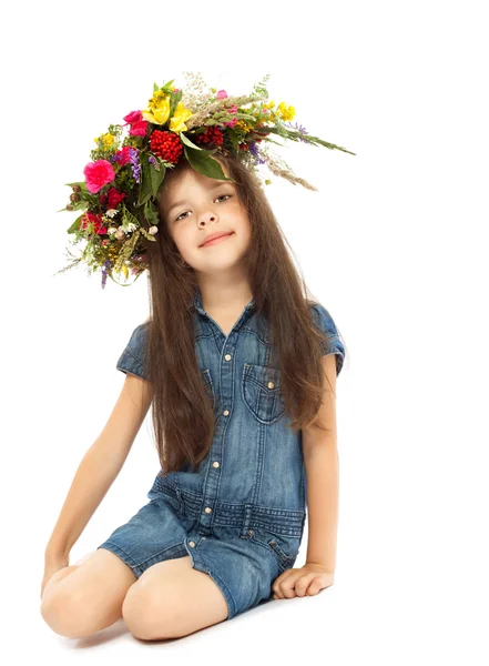 Girl with a wreath on his head — Stock Photo, Image