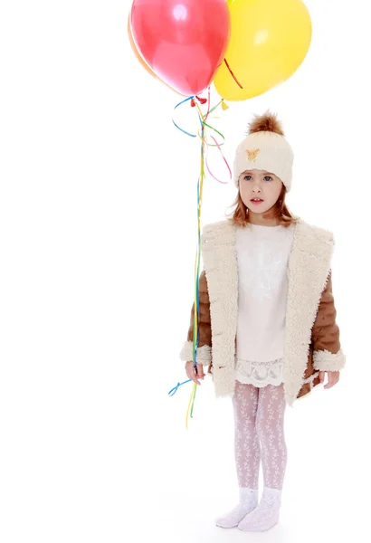 Dziewczynka z balonami — Zdjęcie stockowe