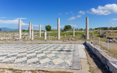 Harabeleri antik Pella, Makedonya, Yunanistan