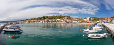 Halkidikya, Yunanistan, Nea Skioni Köyü Panorama