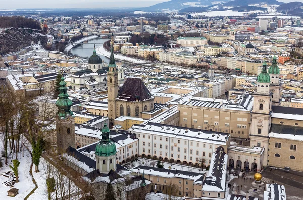 Widok na salzburg zamku hohensalzburg, austria — Zdjęcie stockowe