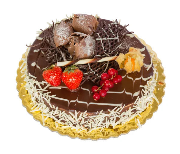 Chocoladetaart geïsoleerd — Stockfoto