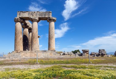 Temple, apollo, antik corinth, Yunanistan