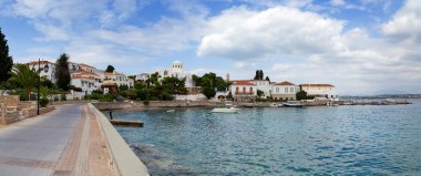 Spetses Adası waterfront, Yunanistan