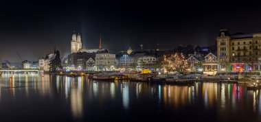 Zürih'in panoramik gece, İsviçre